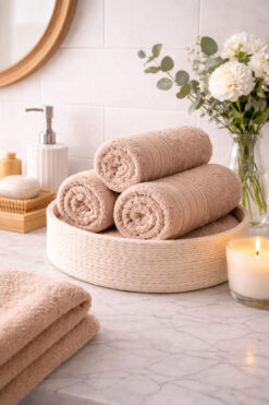 TEXTİLES MAGİC LAMP 4'lü Bej Havlu Seti 35 x 40 - Mutfak & Banyo - %100 Pamuk