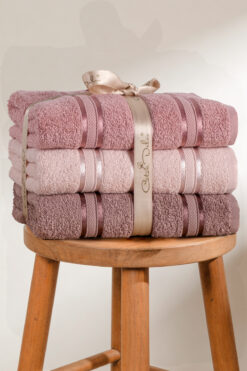 Coton Delux Pera 3'lü %100 Pamuk Havlu Seti | El, Yüz - Saç Havlusu | Çantalı, Çeyizlik, Hediyelik| 50x90 cm