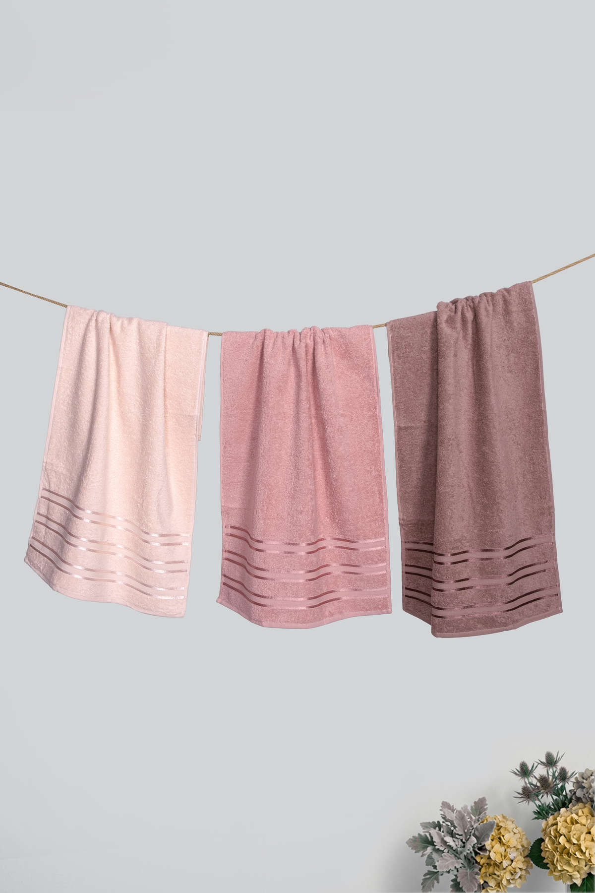 Coton Delux Pera 3'lü %100 Pamuk Havlu Seti | El, Yüz - Saç Havlusu | Çantalı, Çeyizlik, Hediyelik| 50x90 cm - Görsel 2