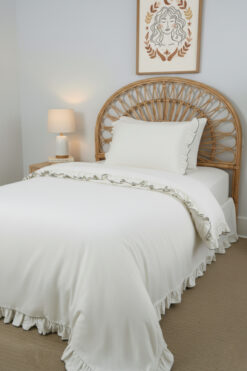 Magnolia Vintage Fırfırlı Tek Kişilik Nevresim Seti - Pamuk, Krem Renk, Yumuşak Şık Tasarım, Çarşafsız