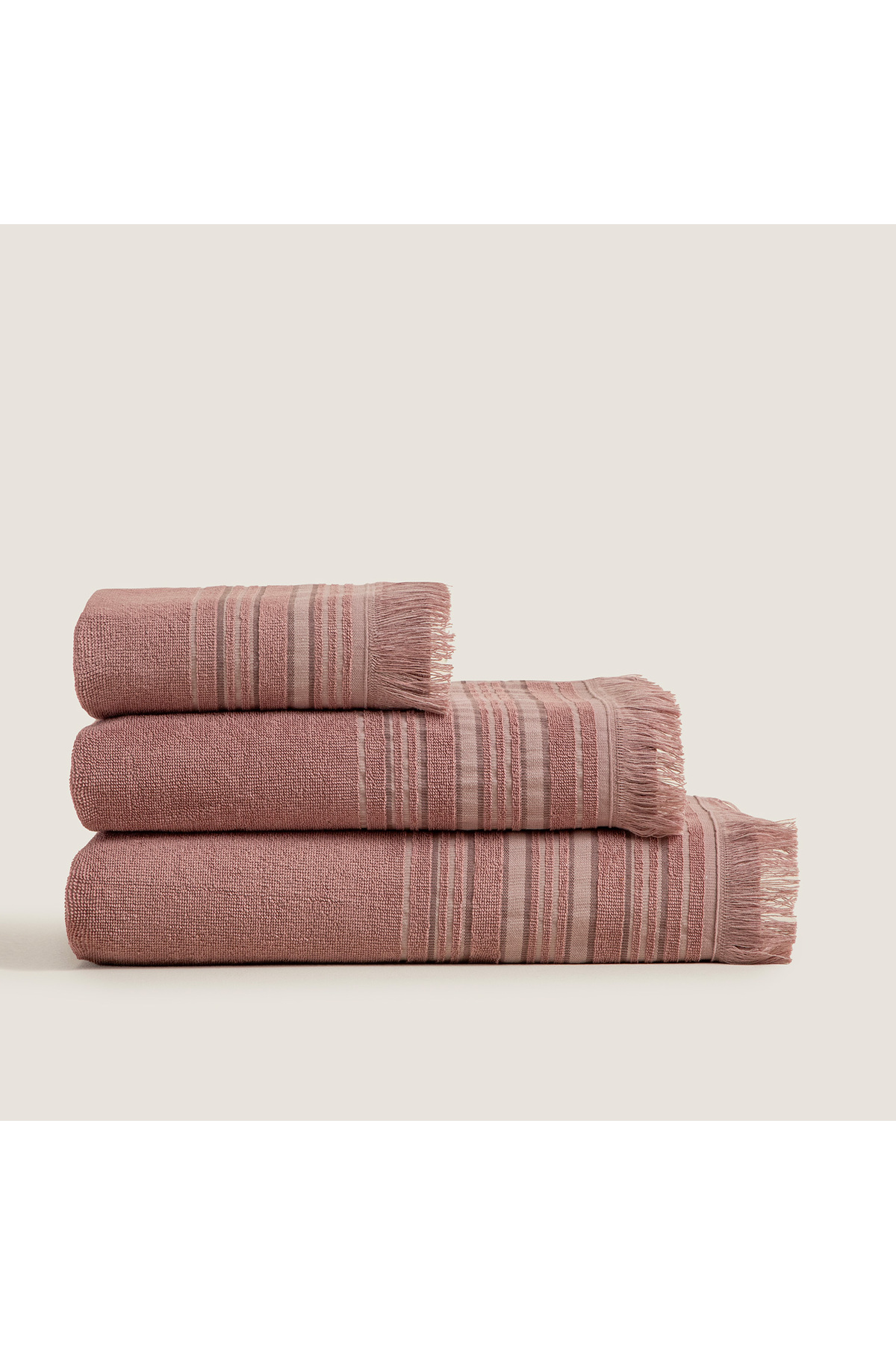 Chakra Derin Yüz Havlusu 50x90cm Küllü Gül/Vizon/Pudra - Görsel 3