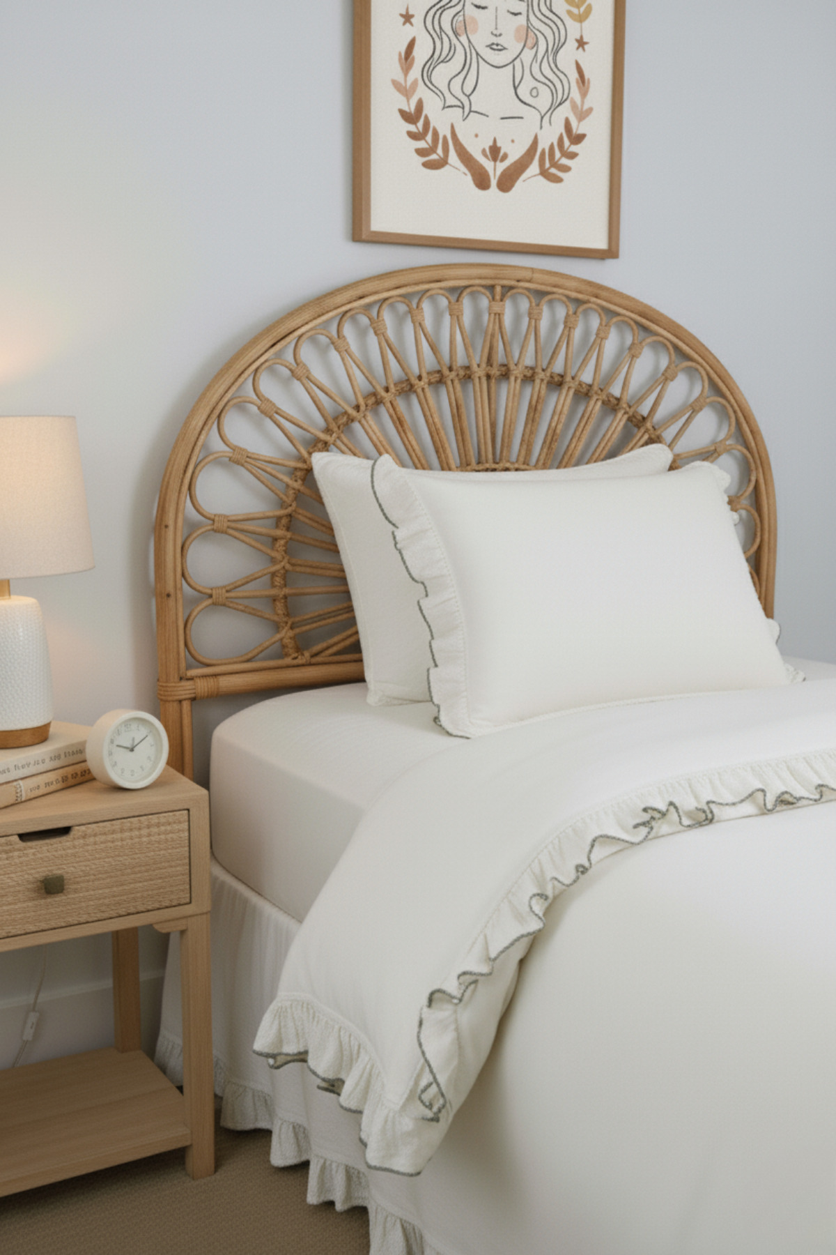 Magnolia Vintage Fırfırlı Tek Kişilik Nevresim Seti - Pamuk, Krem Renk, Yumuşak Şık Tasarım, Çarşafsız - Görsel 3