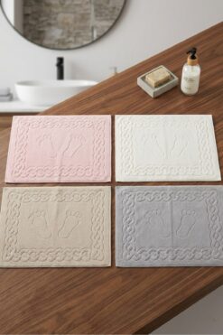 cacao home Ivy Pamuk Ayak Havlusu (4'Lü) | Su Emici Banyo Ayak Havlusu 50x70 cm (4 Adet)