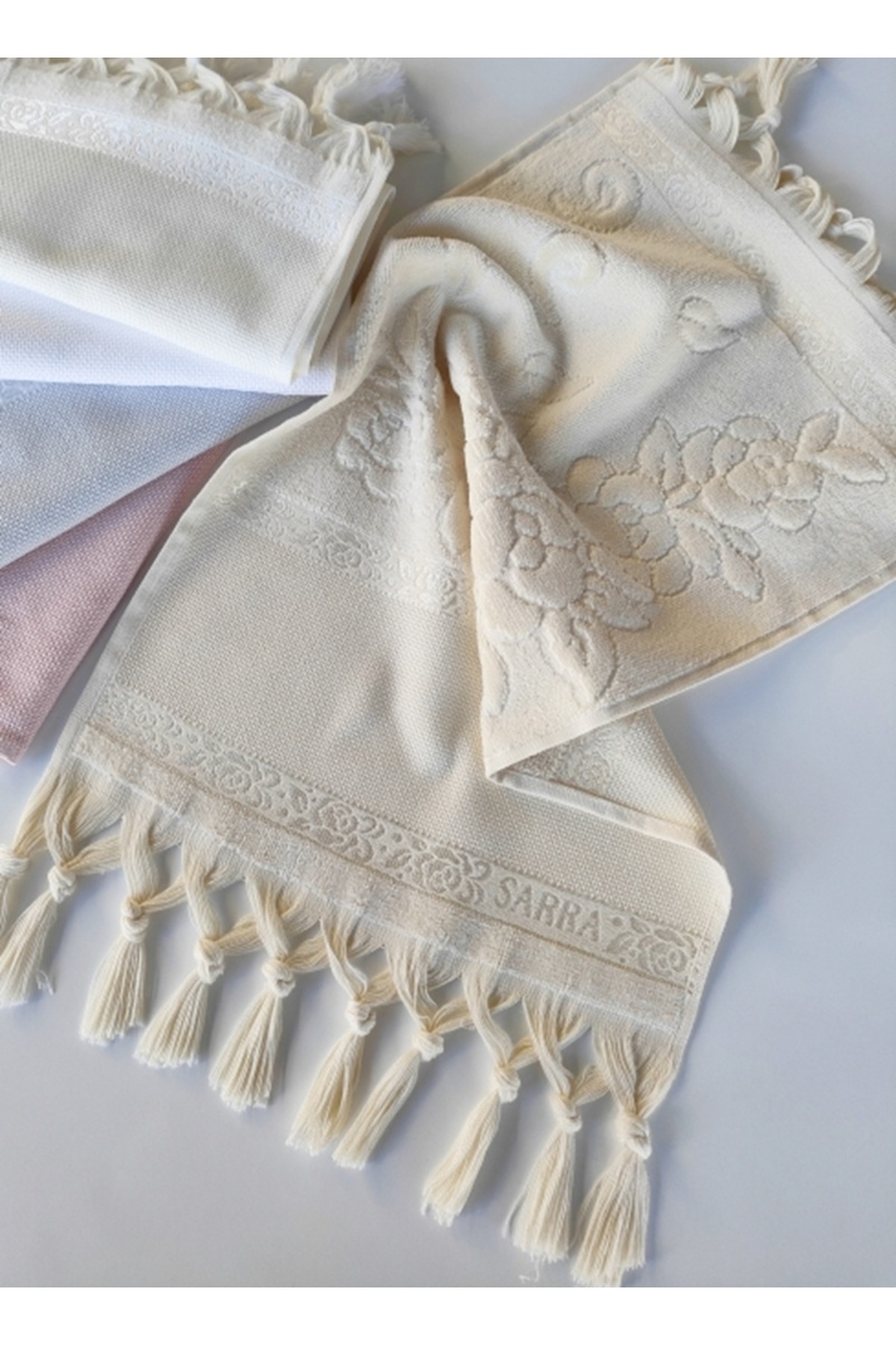 SARRA HOME Kapuçino - Etamin ve Kanaviçe Boşluklu Bağlamalı Havlu