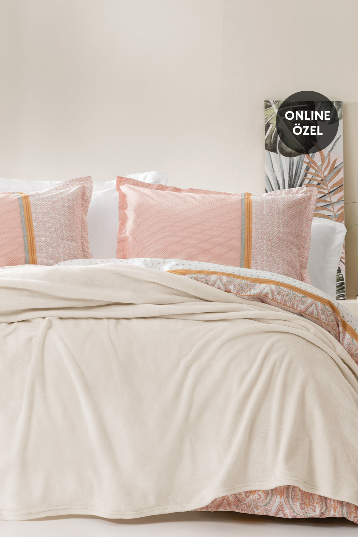 Yataş Olenna Çift Kişilik Wellsoft Battaniye - Ekru