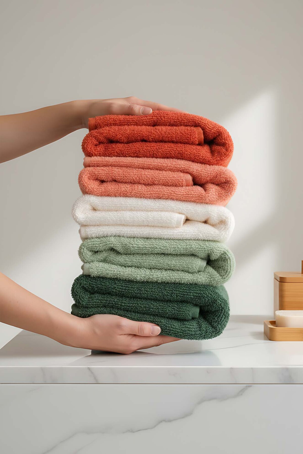 Rivaİstanbul Doğal Renkli 5'li %100 Pamuklu Havlu Seti 50x90 - Görsel 2