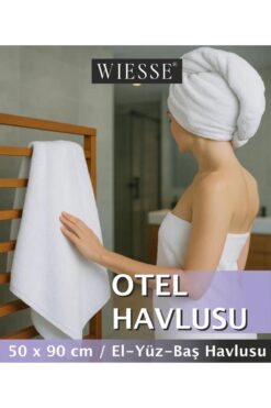 WİESSE 1 Adet OTEL HAVLUSU - 50x90 cm - %100 Pamuk - Beyaz
