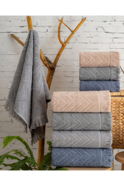 Hazangülü Buldan Üretimi Çeyizlik Deluxe Jakarlı Oslo 4'lü El/Yüz Havlusu I 50x90