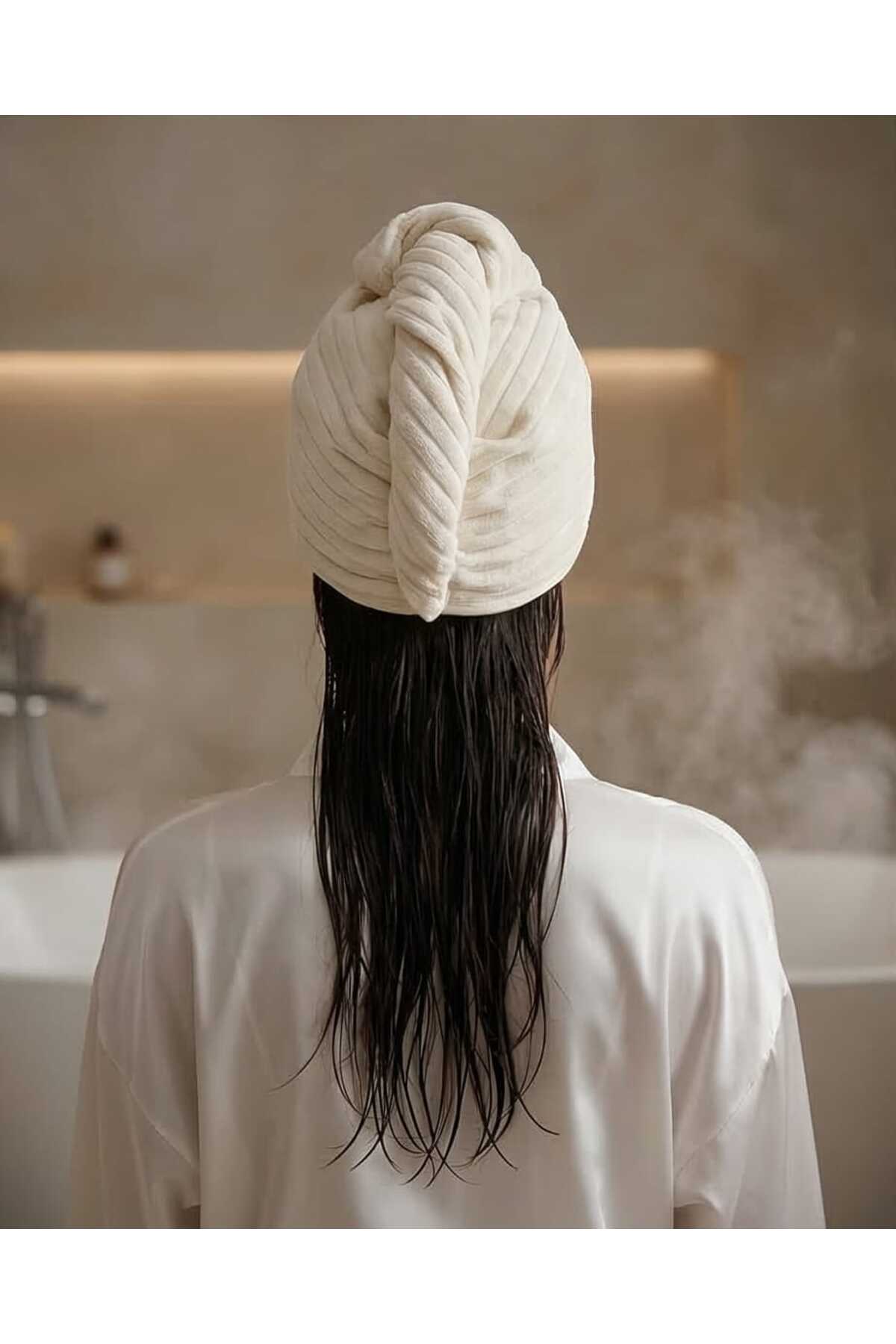 incila home 50 x 90 Pamuklu Saç Kurulama Baş Havlusu - Görsel 2