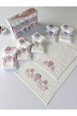 sarra MYSOFT 6'LI ANALI KIZLI 3D HAVLU - ORKİDE