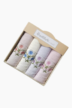 Özdilek Pansy Çeyizlik Nakışlı Havlu 4'lü- Kutulu