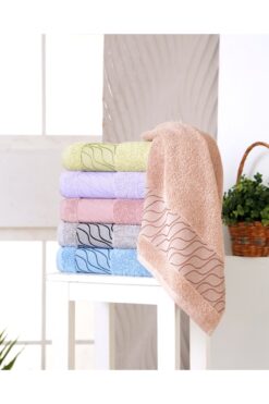 Fiesta Lara Renkli %100 Pamuklu Deluxe Bukle Jakarlı 50x90 6 lı El Yüz Havlusu