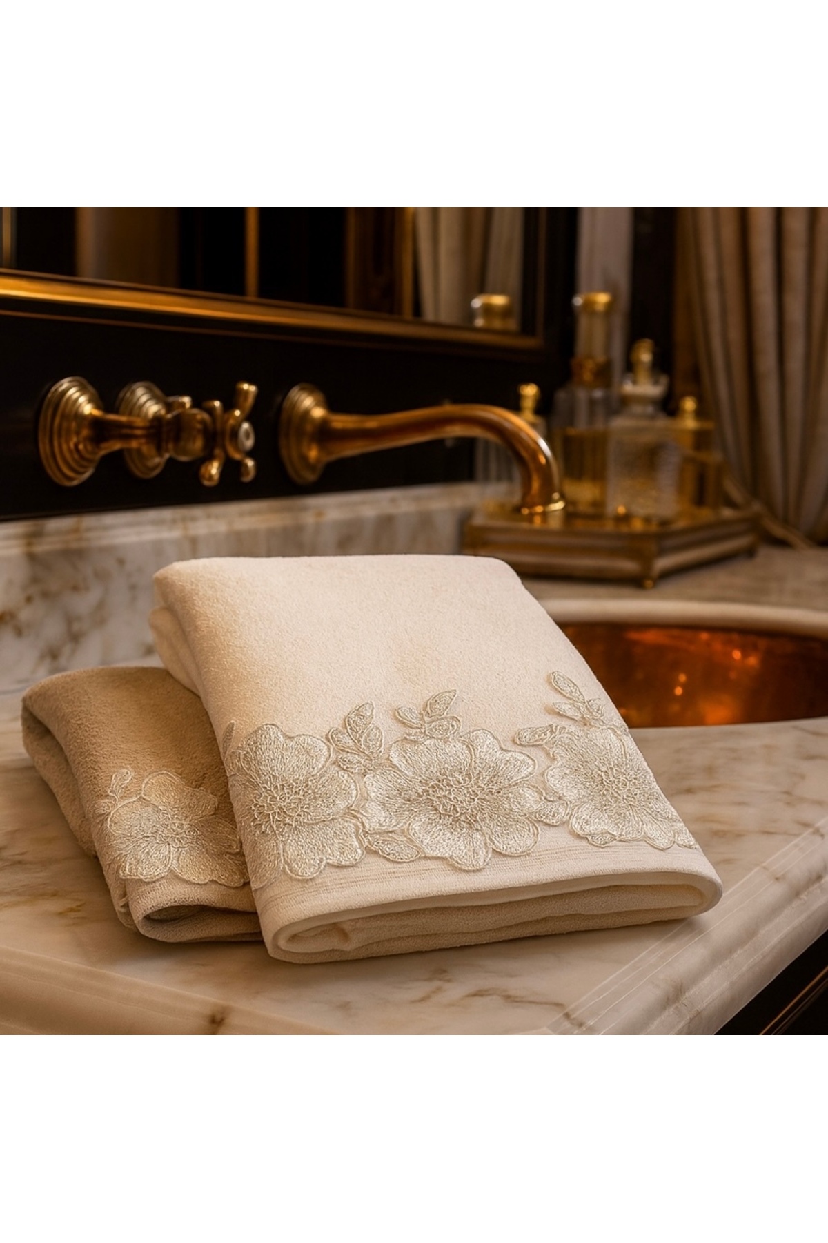 Çeyiz Bahçesi Gülden Kadife 2'li El Ve Yüz Havlusu Seti 50/90cm - Görsel 2