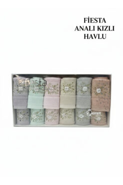 Fiesta Tekstil Çıtı Pıtı Nakışlı Bambu 12 Parça Analı Kızlı Havlu Seti