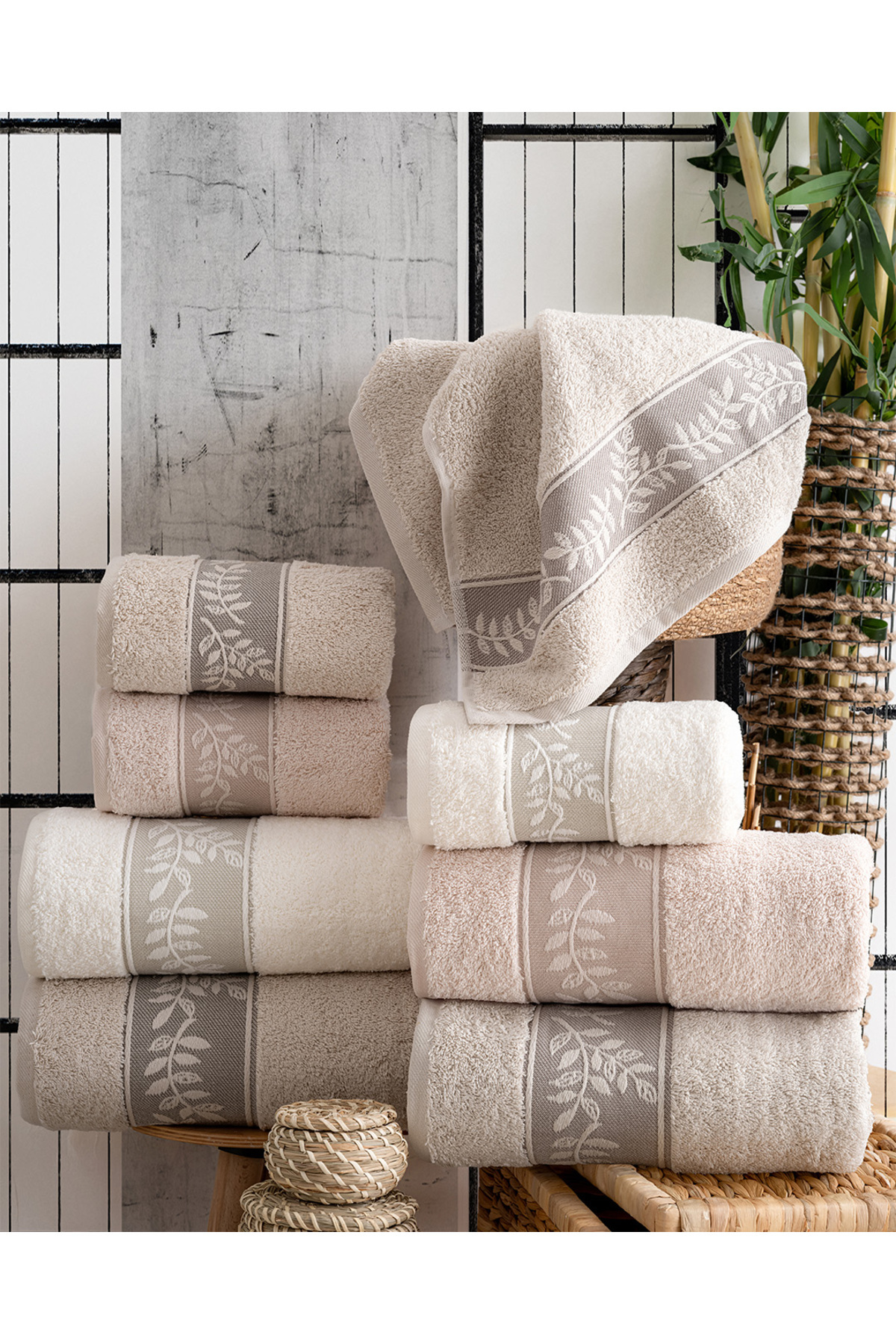 Hazangülü Buldan Üretimi Çeyizlik Lüks Jakarlı Luna 4'lü El/yüz Havlusu I 50x90 - Görsel 2