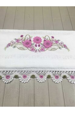 Peacock El Yapımı , El işi Güpürlü Oyalı Nakışlı Havlu 50x90 Premium Pamuklu 240gr