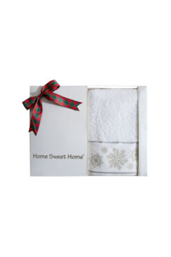 Home Sweet Home YILBAŞI İKİLİ 45X70 cm KARTANESİ KUTULU HAVLU BEYAZ-GRİ
