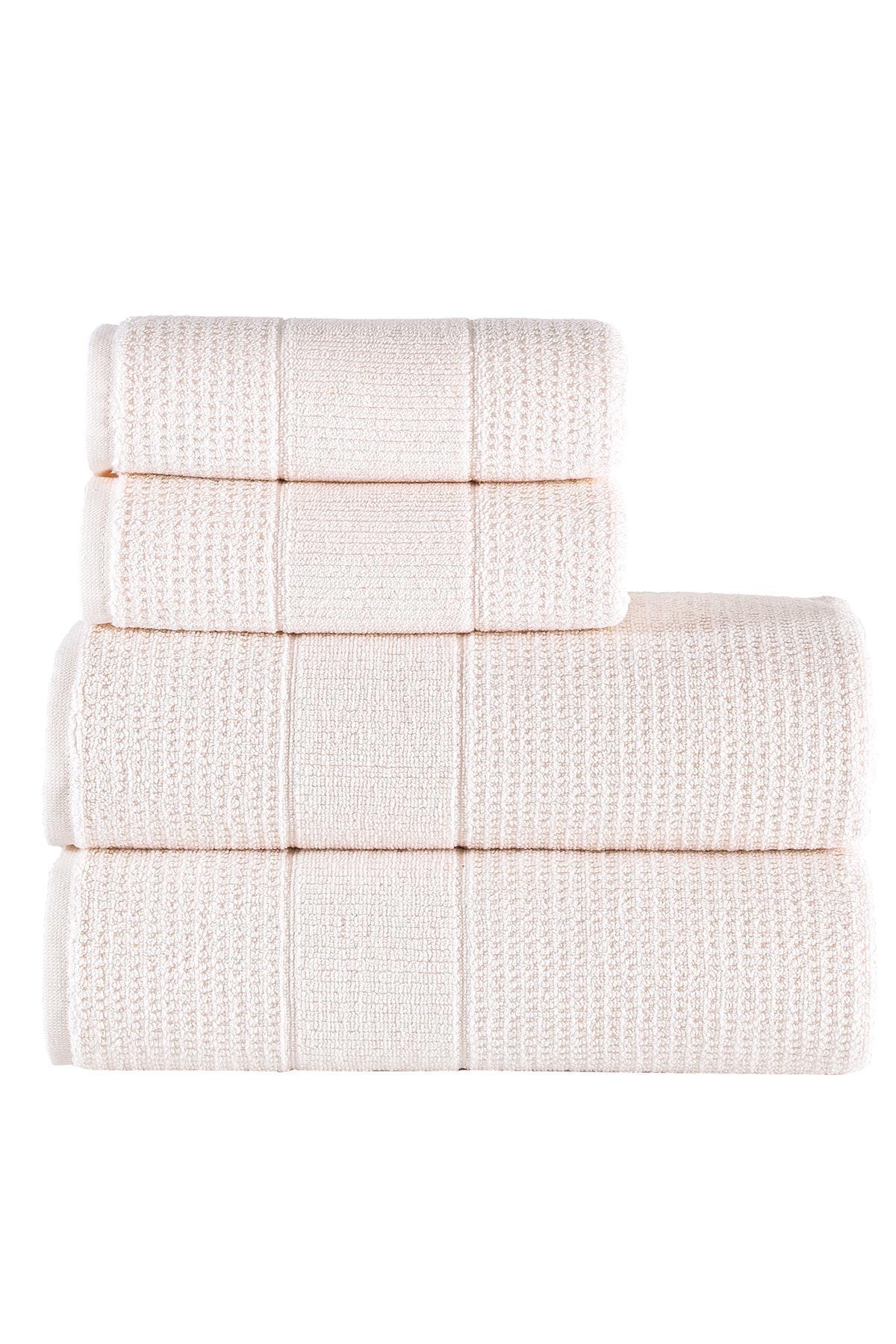 Zeynep Tekstil Royality | 50x90 - 70x140 Cm 4'Lü Banyo Havlu Seti, %100 Pamuklu Havlu Takımı - Görsel 3