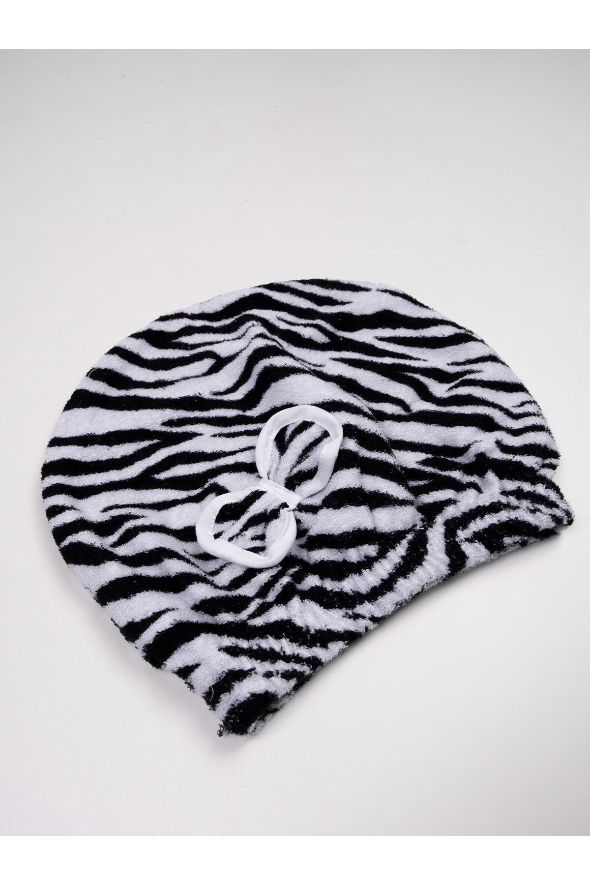 Ender Home Baskılı Fiyonklu Saç Kurulama Bonesi Lastikli Baş Kurutma Havlusu - Görsel 2