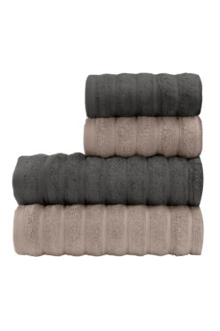 Altınbaşak Monna %100 Pamuk 4'lü Hamam Seti Antrasit/Bej 50X90/90X150 Antrasit/Bej