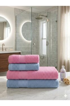 ÖZteks 4 LÜ BANYO HAVLU SETİ-HAMAM TAKIMI 2 ADET 90-150 CM BANYO HAVLUSU 2 ADET 50-85 CM EL YÜZ BAŞ HAVLUSU