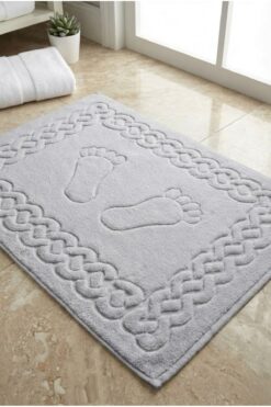 cacao home Ivy Pamuk Ayak Havlusu | Su Emici Banyo Ayak Havlusu 50x70 cm Gri