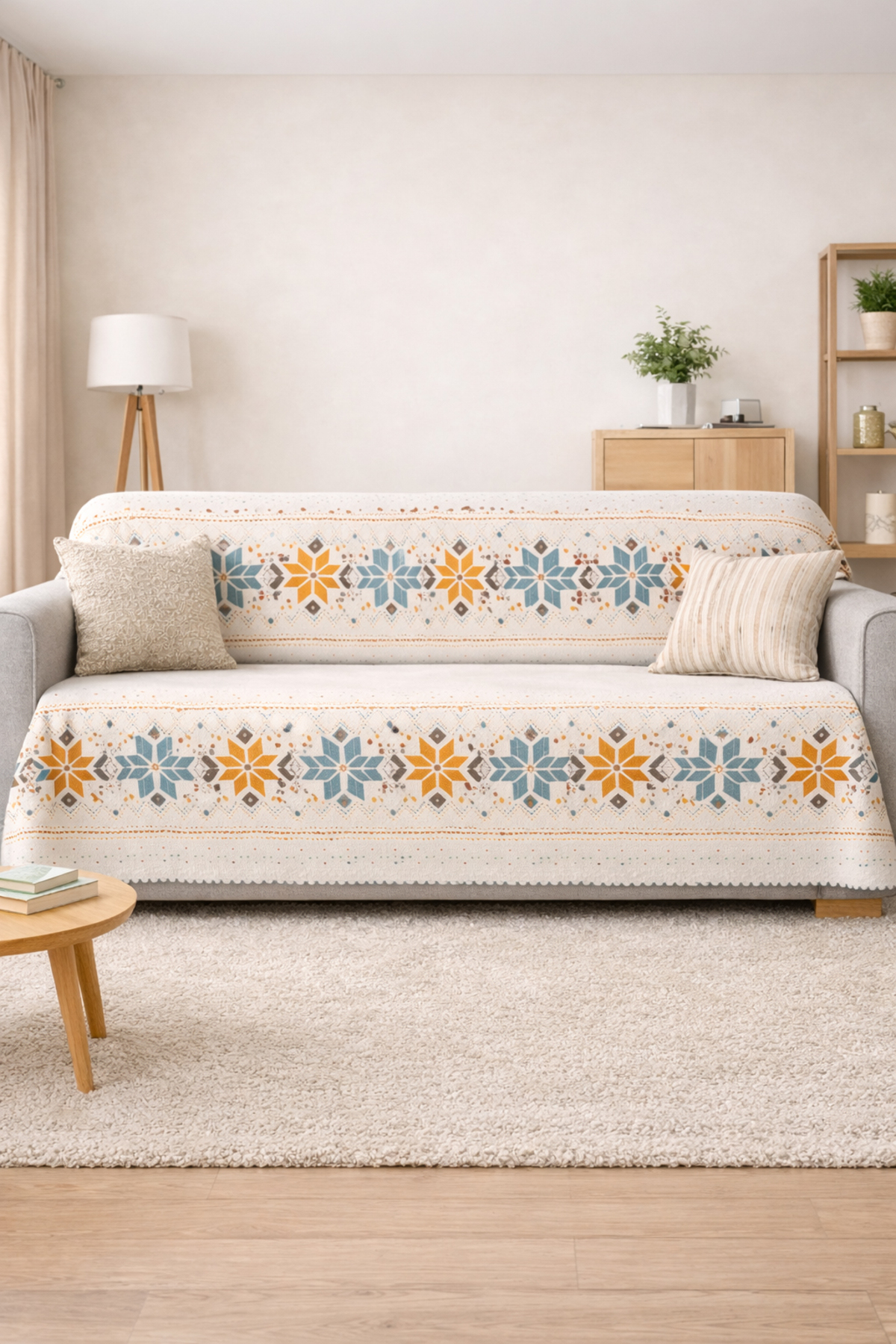 GECE MODA Yumuşak Tuşeli Dijital Koltuk Örtüsü Çok Amaçlı Koltuk Şalı Çekyat örtüsü Kaymaz Süngerli 165 X 215