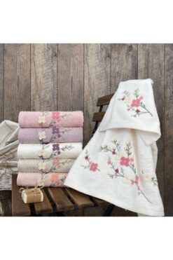 MARİBOR HOME Lavem - %70 Bambu %30 Pamuk 3d Nakışlı El Havlusu - 6'lı Set 50x90