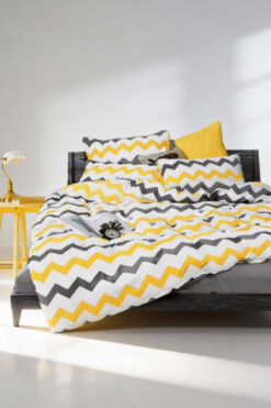 Lotus Zigzag Desen Lüks Pamuklu Tek Kişilik Nevresim Seti