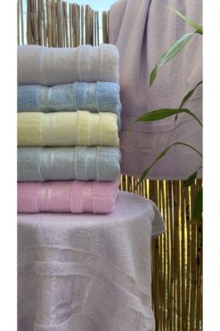 Femm Havlu Bambu Desenli Microcotton Havlu Seti 6’lı