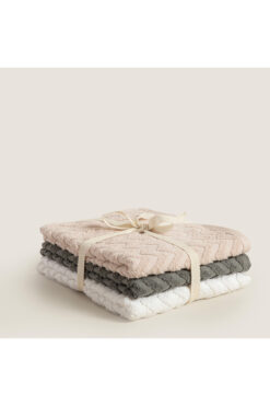 Chakra Zıgzag %100 Pamuk 3'lu Yüz Havlusu Seti 50x80 cm