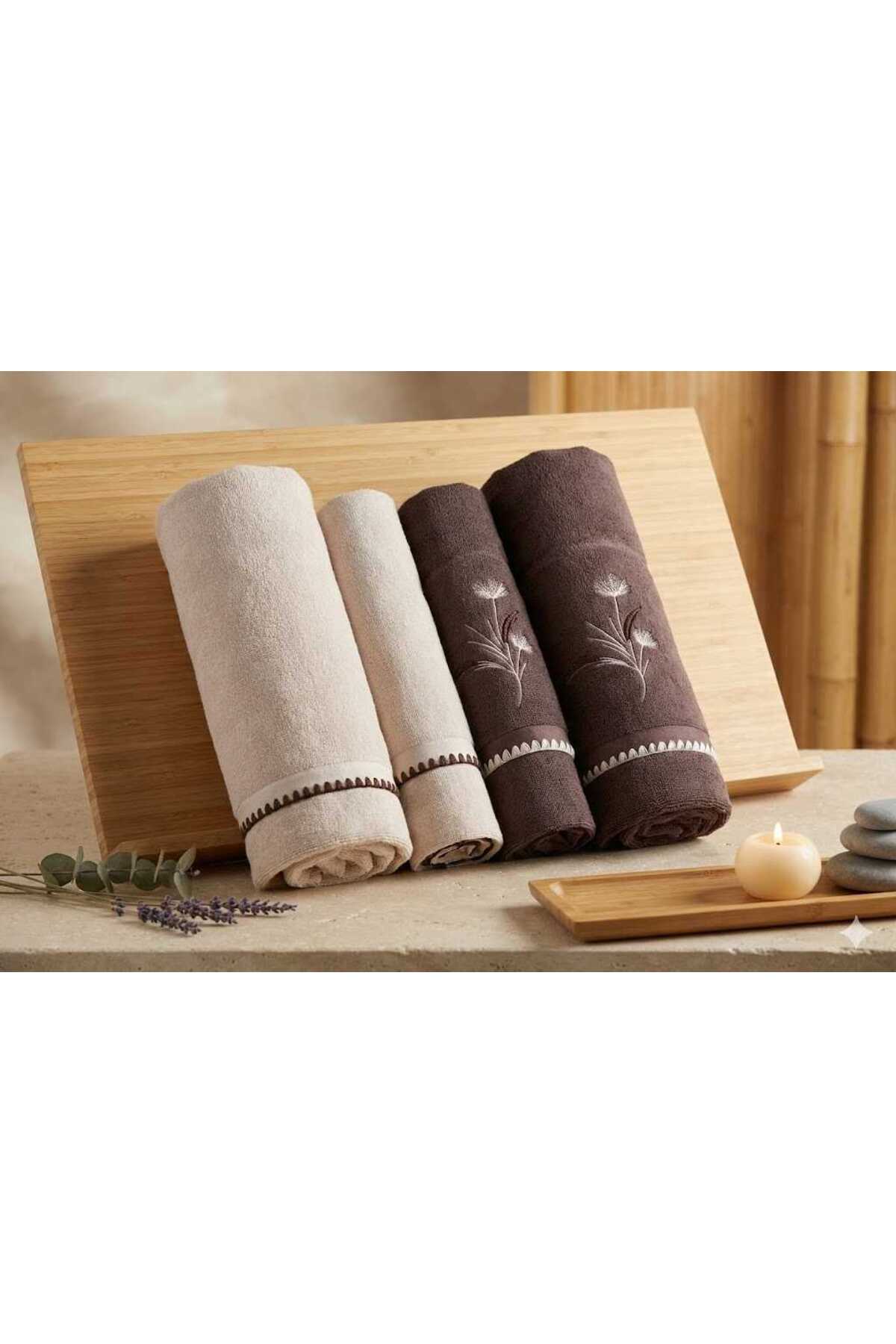 Özdilek Pampas Bej-kakao Best Set (hamam Takımı)