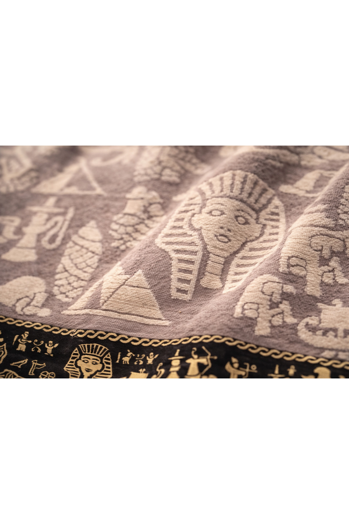 NAURA Concept 🏺 Antik Mısır Desenli %100 Pamuk El & Yüz Havlusu (50x90 cm) - Görsel 3