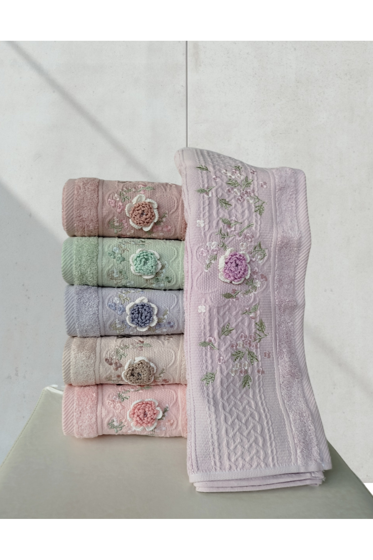 Fiesta Elegance Serisi Bambu Renkli El işi 6 adet 50x90 cm - Görsel 2