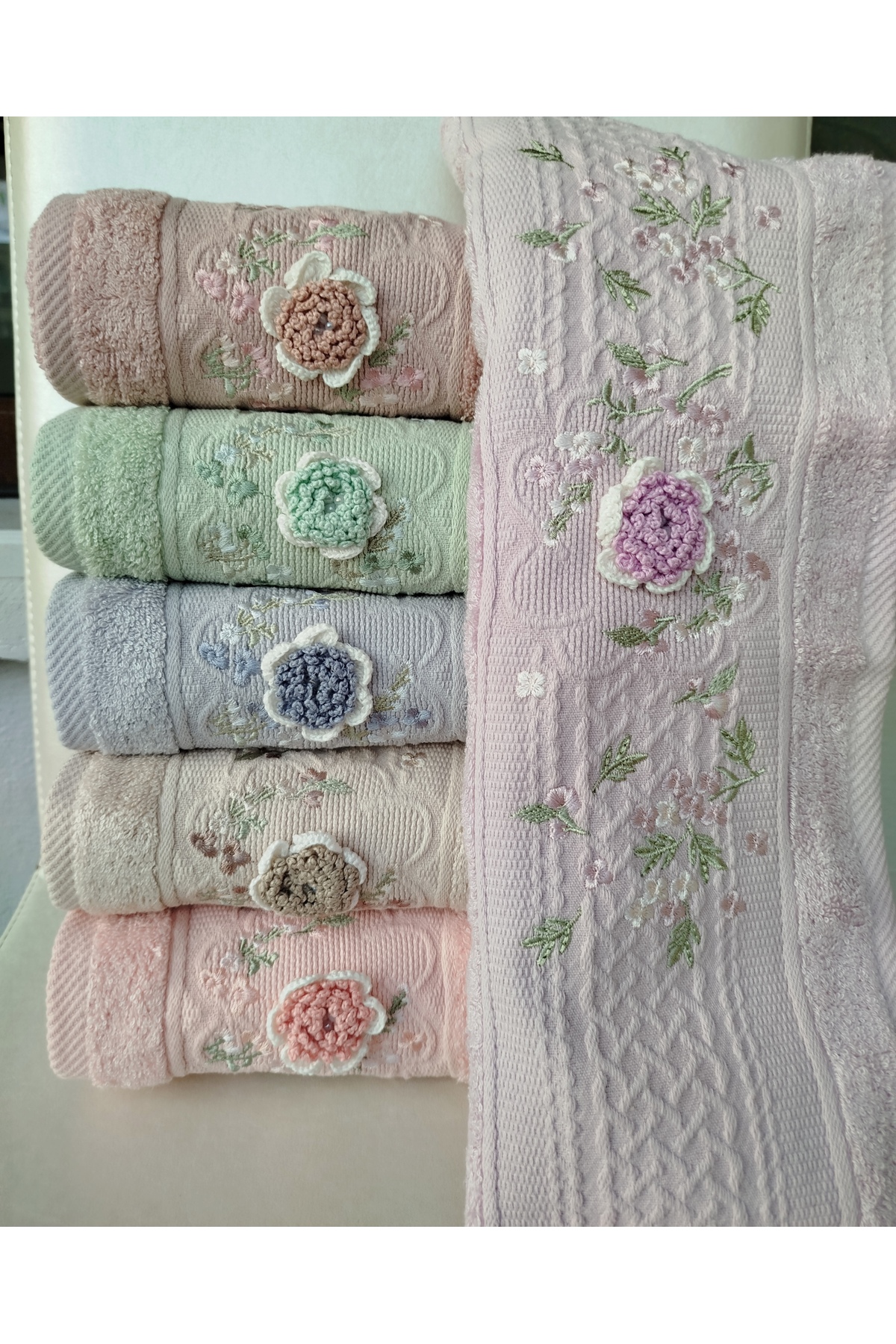 Fiesta Elegance Serisi Bambu Renkli El işi 6 adet 50x90 cm - Görsel 3