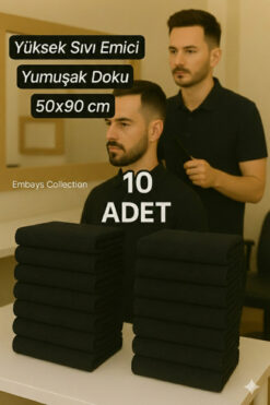 embays collection 50x90cm ( 10 Adet ) Pamuklu Havlu , Berber Havlusu, Kuaför Havlusu, Sporcu Havlusu, El Yüz Havlusu