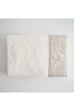 Ecocotton Ayliz Kadın Banyo Havlusu %100 Organik Pamuk El NakışlıKrem 80x150 Cm