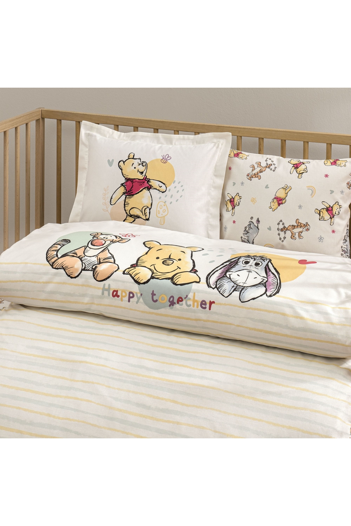 Taç Taç Lisanslı Disney Winnie The Pooh Happy Baby Pamuk Bebek Nevresim Takımı - Görsel 2