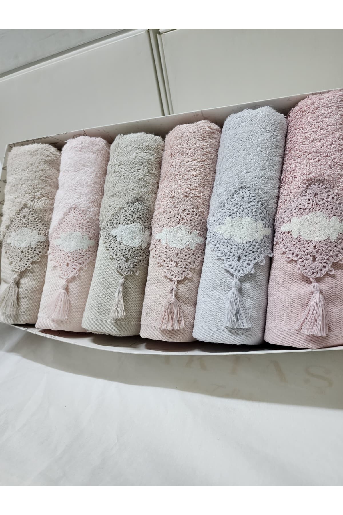 Fiesta Bambu Havlu Püsküllü Dantelli Havlu 50X90 (6 Adet)