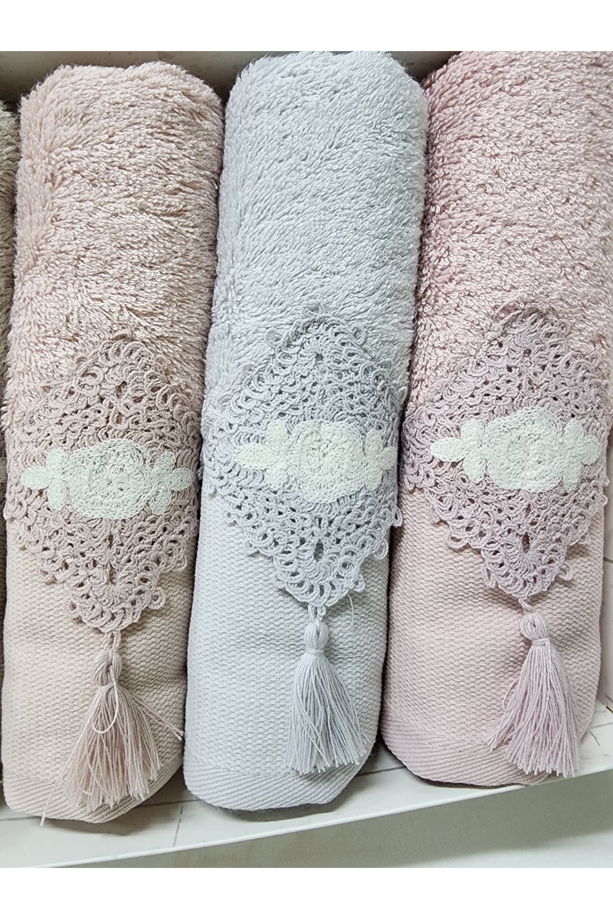 Fiesta Bambu Havlu Püsküllü Dantelli Havlu 50X90 (6 Adet) - Görsel 3