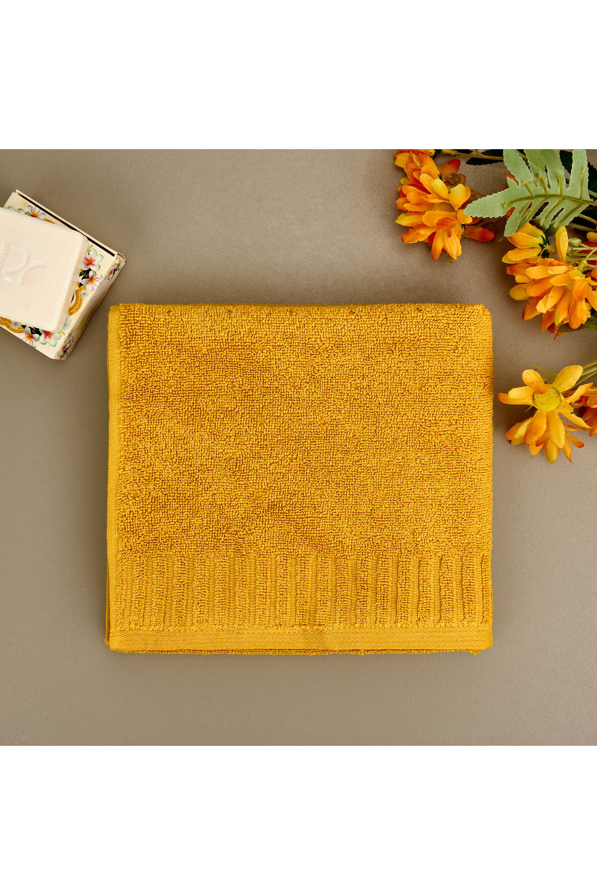 Evidea Soft Patte Yüz Havlusu - Hardal - 50x90 cm