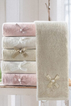 Çeyizim 6 Adet 30x50 cm Fiyonk Detaylı | Yumuşak, Parlak, Hızlı Kuruma, Mutfak - El Havlusu Seti