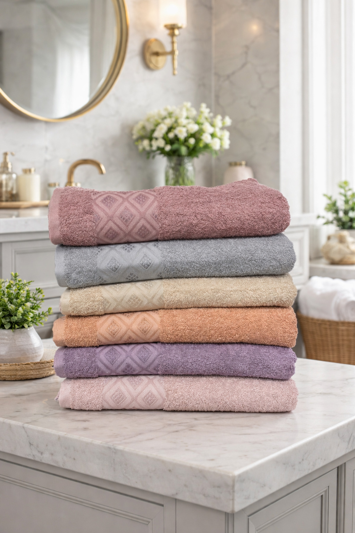 LUNGA VİTA Eponj %100 Pamuk 70x140 Jakarlı Banyo Havlusu 450 gr Kendinden Desenli - Görsel 3