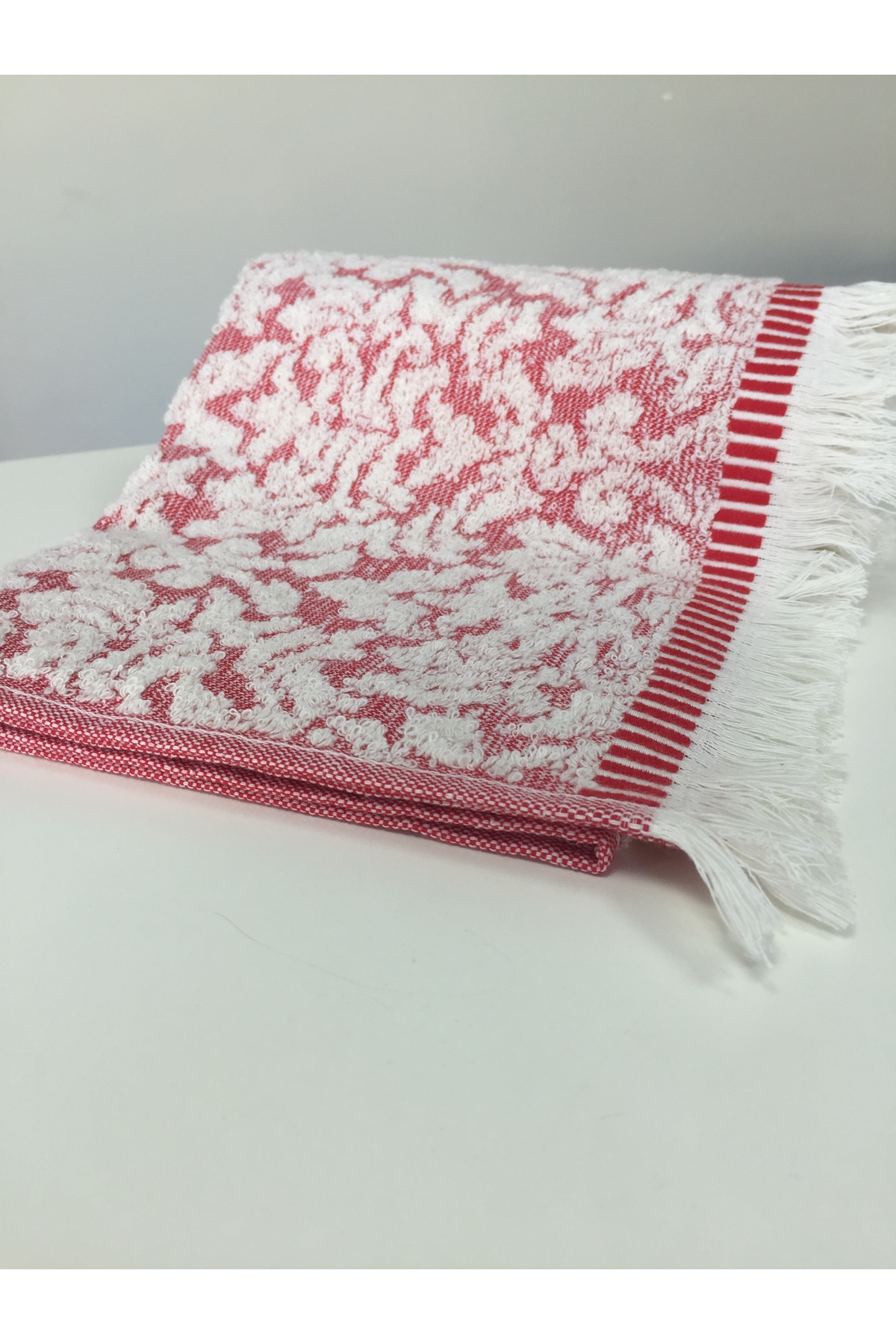 Bidoluraf Jakarlı Renkli El Yüz Havlusu %100 Pamuk 50x90 Cm- Turuncu - Görsel 3