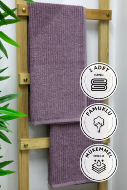 FAVORA Line Luxury 2li El Yüz Havlusu 50x90 - Mürdüm