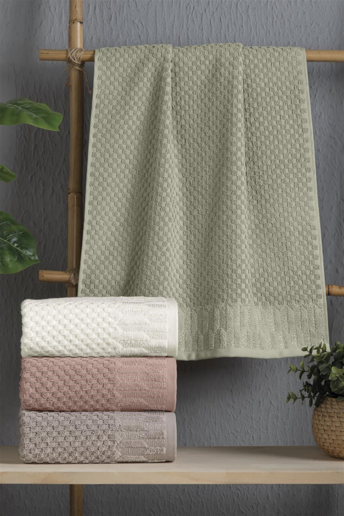 Altınbaşak (4.lü Kutulu Set) %100 Coton Yeni Sezon 50x90cm. Lüks El ve Yüz Havlu Seti - Görsel 3