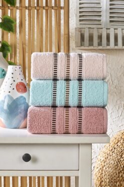 Semecca Lia Soft Bordürü Serisi 3'lü Havlu Seti 50x85