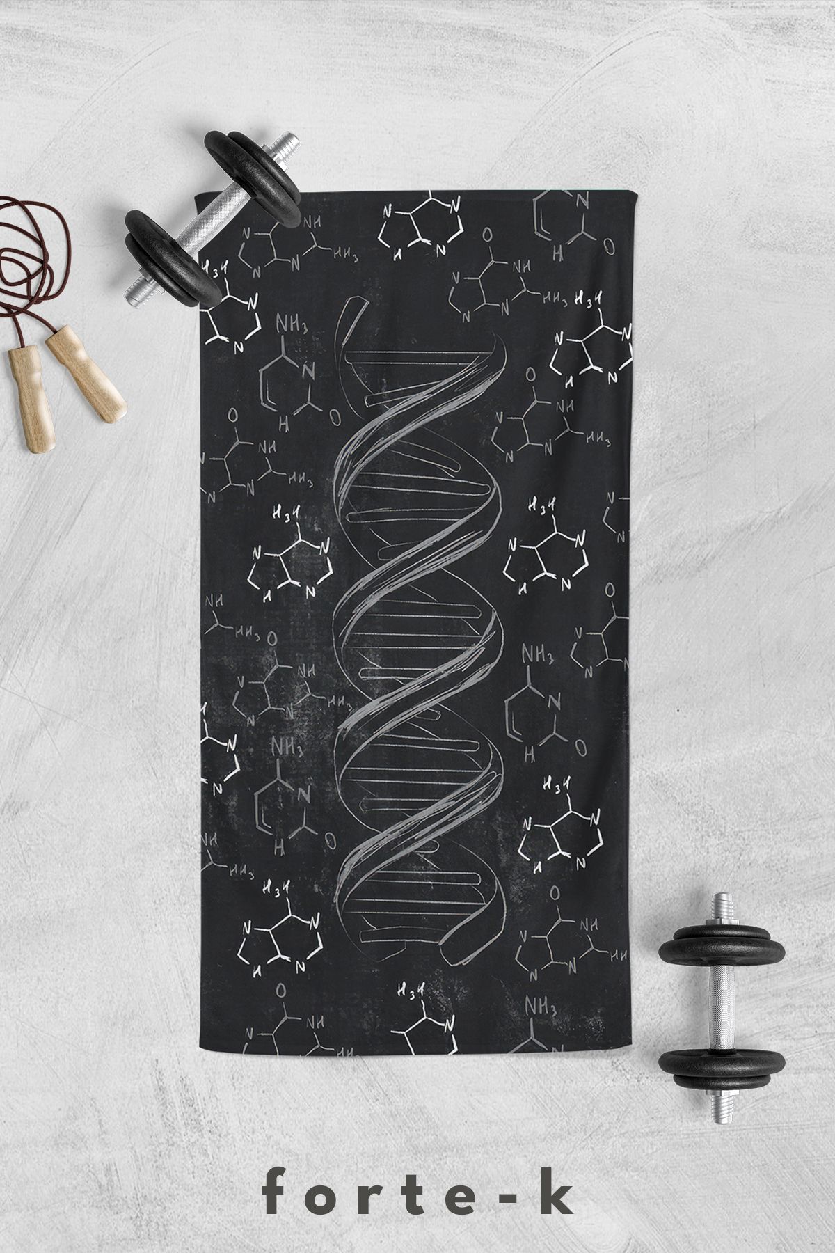 Fortek Home Dijital Baskılı Sporcu Havlusu Fitness Towel - 50x100 cm