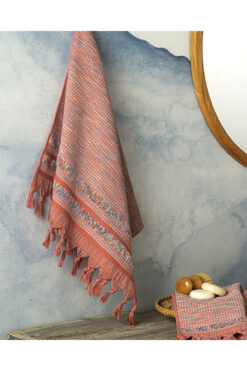 English Home Aria Pamuklu Saçaklı Yüz Havlusu 50x70 cm Pembe