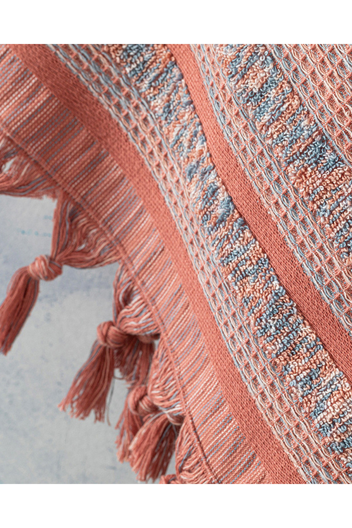 English Home Aria Pamuklu Saçaklı Yüz Havlusu 50x70 cm Pembe - Görsel 2